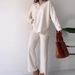 Women's Clothing autumn new solid color fashion lapel loose casual sweater two piece set for women_maomaolike.com