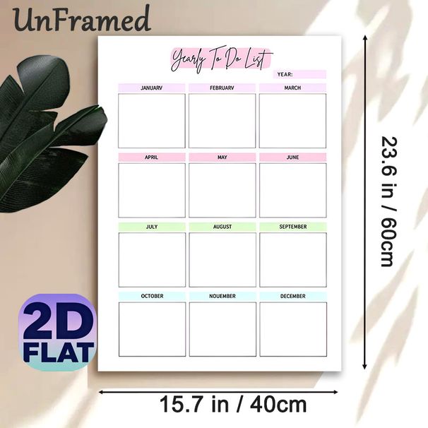 Yearly To-Do List Painting Poster, Pastel Color-blocked Grid Poster, Efficient Annual Task Organizer, Ideal For Home Office And Workspace_maomaolike.com