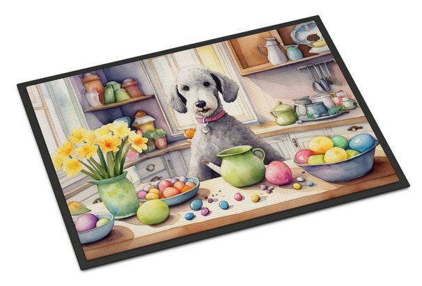 Decorating Easter Bedlington Terrier Doormat Front Door Mat Indoor Outdoor Rugs For Entryway, Non Slip Washable Low Pile, 24H X 36W_maomaolike.com