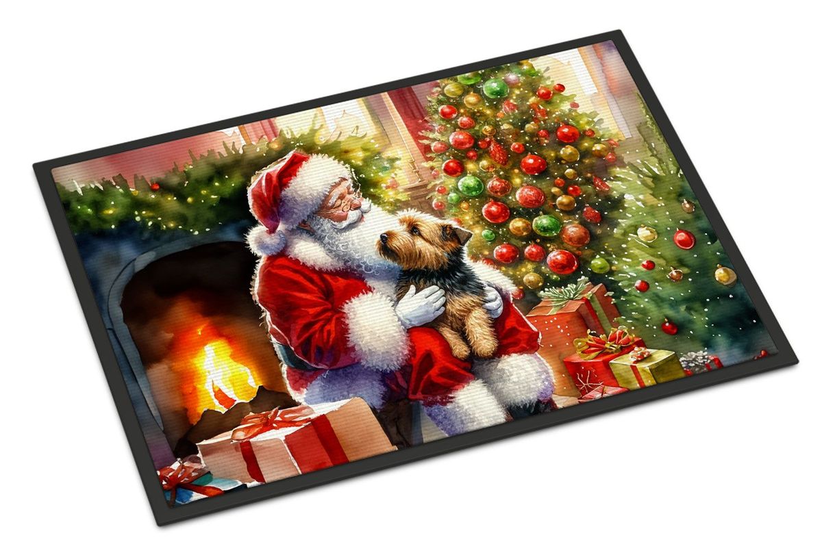 Norfolk Terrier And Santa Claus Doormat Front Door Mat Indoor Outdoor Rugs For Entryway, Non Slip Washable Low Pile, 24H X 36W_maomaolike.com