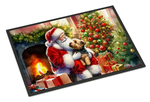Norfolk Terrier And Santa Claus Doormat Front Door Mat Indoor Outdoor Rugs For Entryway, Non Slip Washable Low Pile, 24H X 36W_maomaolike.com