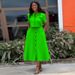 Women's new temperament round neck short-sleeved top high waist button-down skirt suit_maomaolike.com