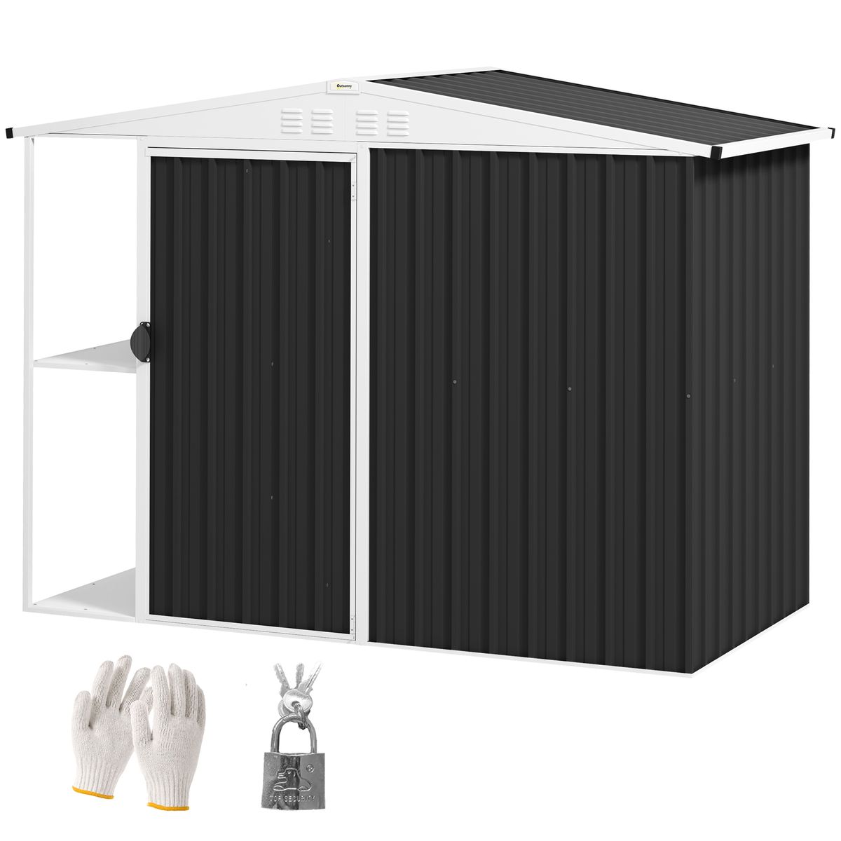 8 X 4ft Outdoor Garden Shed, Metal Shed With Air Vents And Lock For Backyard, Garden, Patio, Dark Gray_maomaolike.com