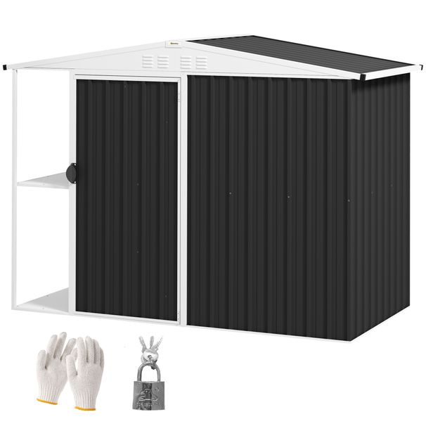 8 X 4ft Outdoor Garden Shed, Metal Shed With Air Vents And Lock For Backyard, Garden, Patio, Dark Gray_maomaolike.com