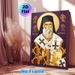 Orthodox Saint Religious Painting Poster, Intricate Traditional Orthodox Icon Style Poster, Richly Adorned Saint With Angels And Sacred Book, Elegant_maomaolike.com