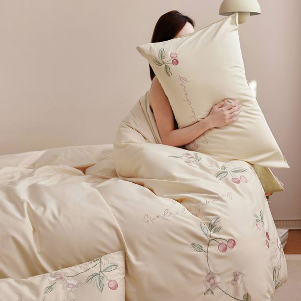 Wholesale Light Luxury French Style Embroidered Pure Girl's Heart Naked Sleep 100% Long-Staple Cotton Four-Piece Set_maomaolike.com