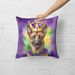 Belgian Malinois King Of Mardi Gras Throw Pillow Machine Washable, Indoor Outdoor Decorative Pillow For Couch, Bed Or Patio, 18Hx18W_maomaolike.com