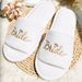 Bride & Bridesmaid, Wedding Guests Home Slip On Shoes Bridal Party Slippers Open-toe With Golden, Mint Green And Pink_maomaolike.com