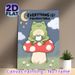 Inspirational Frog Painting Poster, Warm & Cute Cartoon Frog On Mushroom With Motivational Quote Night Scene Poster, Uplifting Wall Decor For Bedroom_maomaolike.com