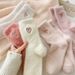 White socks for women autumn and winter warm mink fleece sleep home socks embroidery cute girl winter female long socks_maomaolike.com