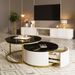 Modern Round Nesting Coffee Table Fluted With Drawer In 31.5''_maomaolike.com