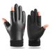 Men's Gloves Cycling sports gloves men and women autumn and winter plus velvet warm non slip touch screen flip cover leaking PU fishing gloves_maomaolike.com