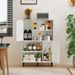 47 Inch Storage Cabinet Freestanding Bookcase With 2 Doors And 4 Open Shelves With Adjustable Foot Pads For Books, Photos, Decorations And Storage Boxes_maomaolike.com