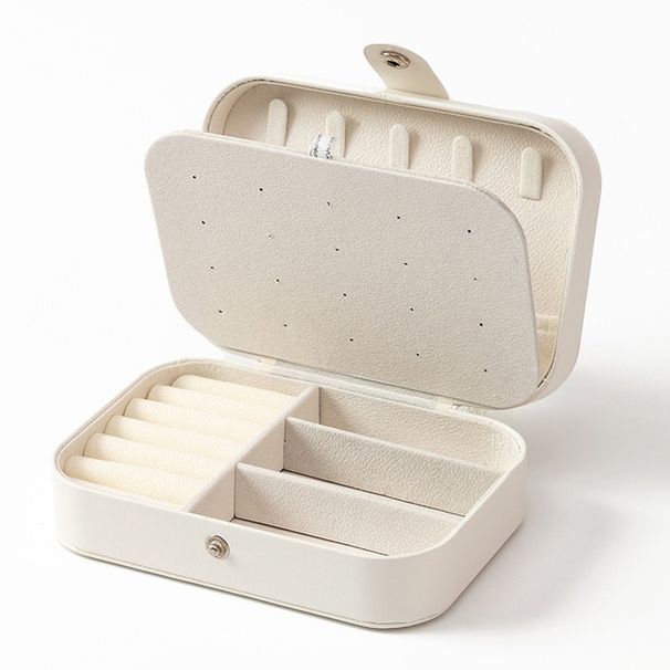 Portable Multi-Compartment Box With Velvet Lining - Travel-Friendly Pink Jewelry Organizer For Accessories_maomaolike.com