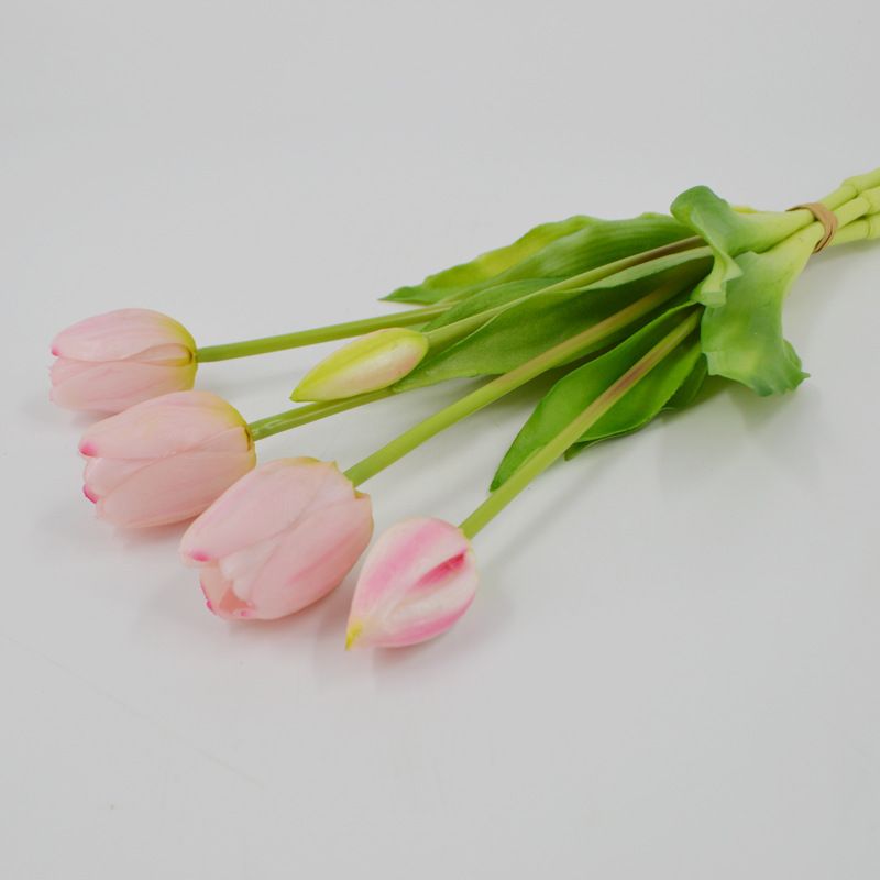 Soft Rubber Bouquet PE Latex Silicone Artificial Flower Moisturizing Hand Feel 5 Heads Tulip_maomaolike.com