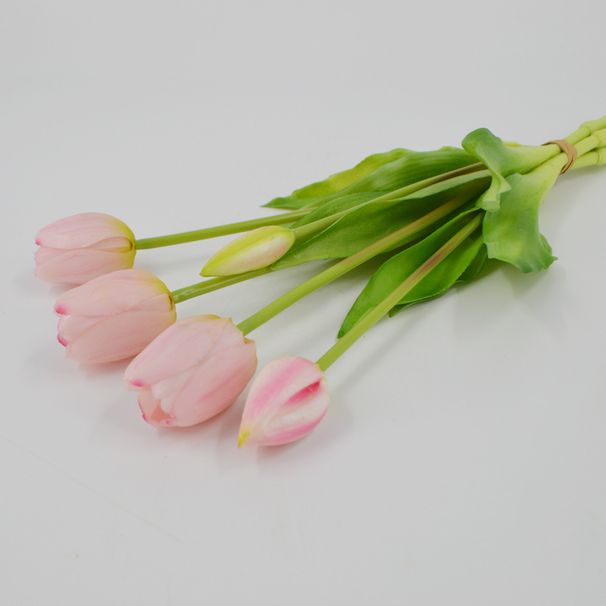 Soft Rubber Bouquet PE Latex Silicone Artificial Flower Moisturizing Hand Feel 5 Heads Tulip_maomaolike.com