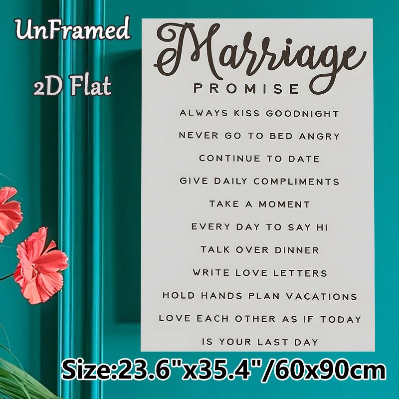 Marriage Promise Painting Poster, Minimalist Typographic Poster, Warm Marital Commitment Guidelines, Suitable For Bedroom And Living Room Wall Decor_maomaolike.com