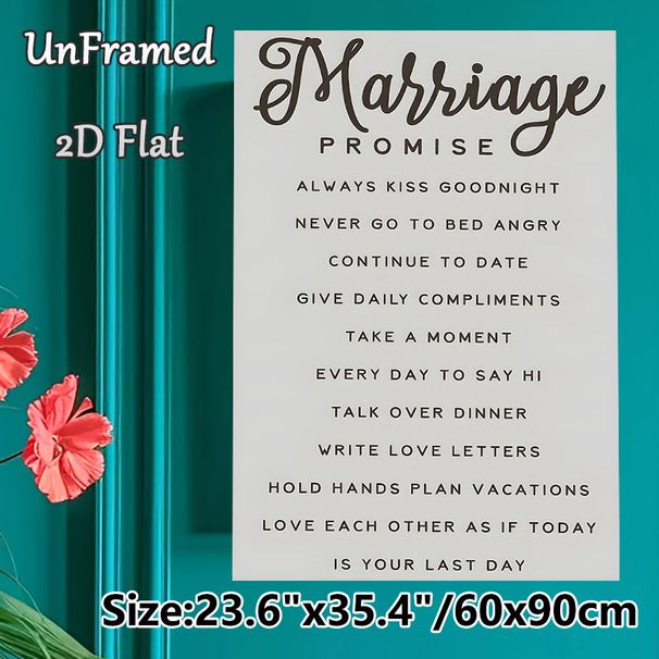 Marriage Promise Painting Poster, Minimalist Typographic Poster, Warm Marital Commitment Guidelines, Suitable For Bedroom And Living Room Wall Decor_maomaolike.com