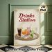 Drinks Station Painting Poster, Vintage-inspired Vibrant Assorted Drinks Poster, Charming Decorative Piece Ideal For Kitchen, Bar And Dining Area_maomaolike.com