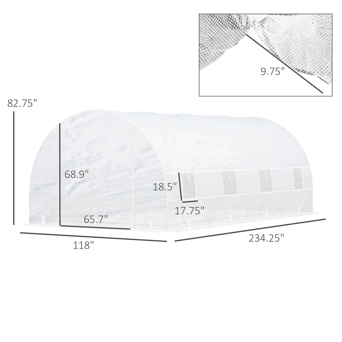 20' X 10' X 7' Walk-In Tunnel Greenhouse With Zippered Door & 8 Mesh Windows, Large Garden Green House Kit, Galvanized Steel Frame, White_maomaolike.com