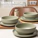 12-Piece Stoneware Dinner Plates Bowls Sets | Microwave & Dishwasher Safe | Non-Toxic Dinner Plates Bowls Set | Stackable Matte Glaze Kitchenware For 4_maomaolike.com