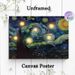 Starry Night Themed Painting Poster, Swirling Impressionist Night Sky & Village Scene Poster, Vibrant Artistic Decor For Living Room, Bedroom And Art_maomaolike.com