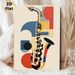Saxophone Themed Painting Poster, Vibrant Geometric Abstract Style Poster, Stylish Musical Artwork Ideal For Music Studios, Living Rooms And Cafes_maomaolike.com