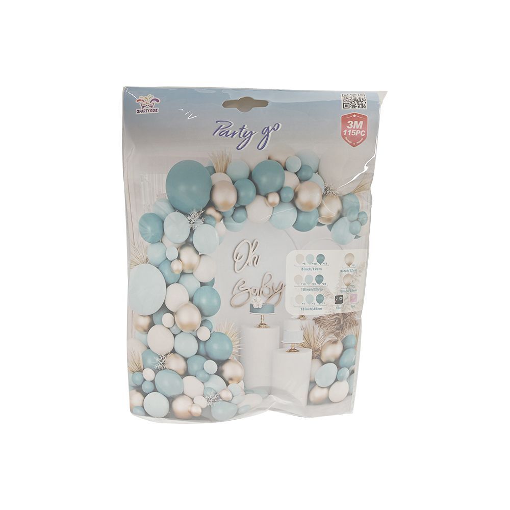 Multi Colored Balloon Arch Garland 115PC Balloon Set With An Air Pump, Including These Sand White Metal, Gold, And Slate Fog Blue Balloons, Used For Birthday Party Decoration And Wedding Parties_maomaolike.com