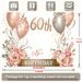 Rose Golden 60th Birthday Party Banner - 2D Flat Polyester Backdrop With Balloons, Roses, Confetti, Wall Hanging Photo Props, Party Decor_maomaolike.com