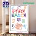 STEM Space Themed Painting Poster, Vibrant Line-art STEM Icon Collage Poster, Educational Design To Foster Tech-learning Atmosphere, Suitable For Labs_maomaolike.com