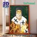Saint Nectarios Religious Icon Painting Poster, Traditional Orthodox Style Poster, Detailed Sacred Portrait With Ornate Vestments And Halo, Suitable_maomaolike.com