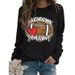 Women's Clothing Site Ready Stock Simple Pullover Crewneck Top T shirt TouchDown Print Loose Sweatshirt_maomaolike.com