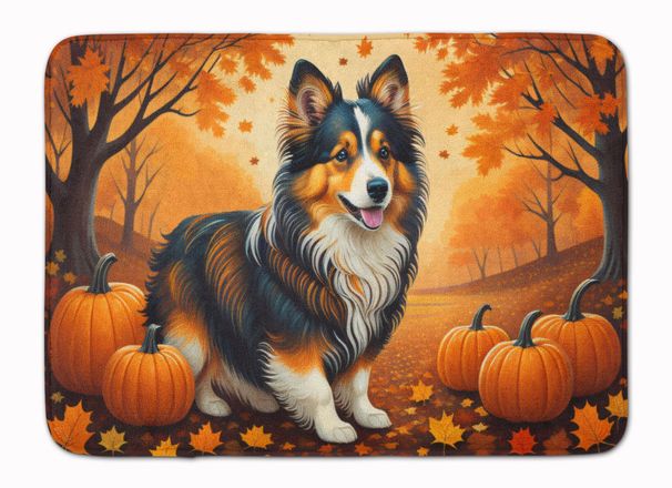 Sheltie Fall Memory Foam Kitchen Mat Machine Washable Anti-Fatigue Mat Cushion Comfort Bath Mat Or Kitchen Rug_maomaolike.com