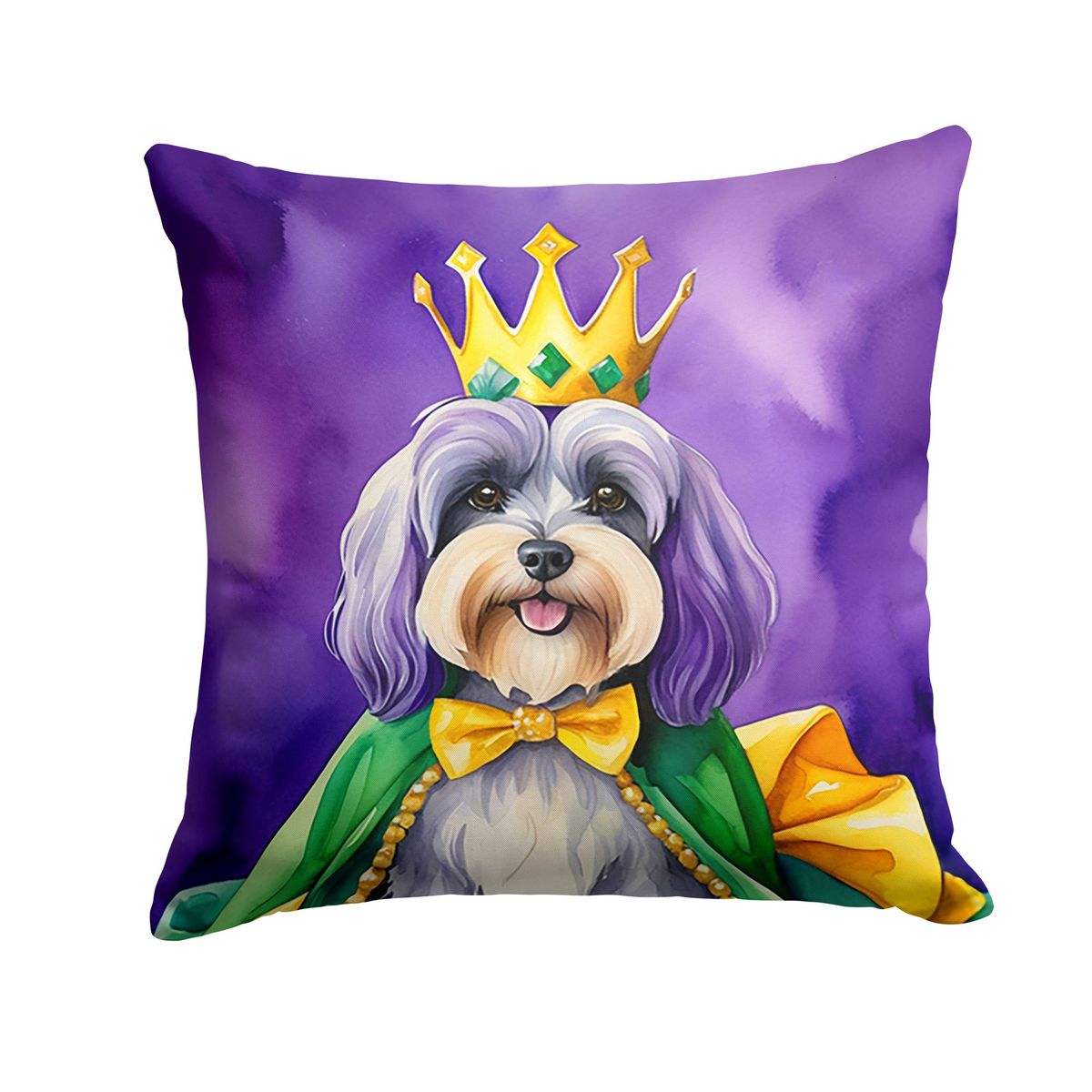 Tibetan Terrier King Of Mardi Gras Throw Pillow Machine Washable, Indoor Outdoor Decorative Pillow For Couch, Bed Or Patio, 14Hx14W_maomaolike.com