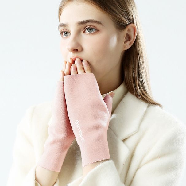 Autumn And Winter German Velvet Half Finger Gloves For Women Winter Student Writing Office Typing Exposed Five Fingers, And Velvet Warm Gloves_maomaolike.com