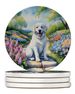 Kuvasz Spring Path Large Sandstone Coasters Pack Of 4 Absorbent Round Coasters Decor Gifts For Men Or Women, 4 In, Multicolor_maomaolike.com