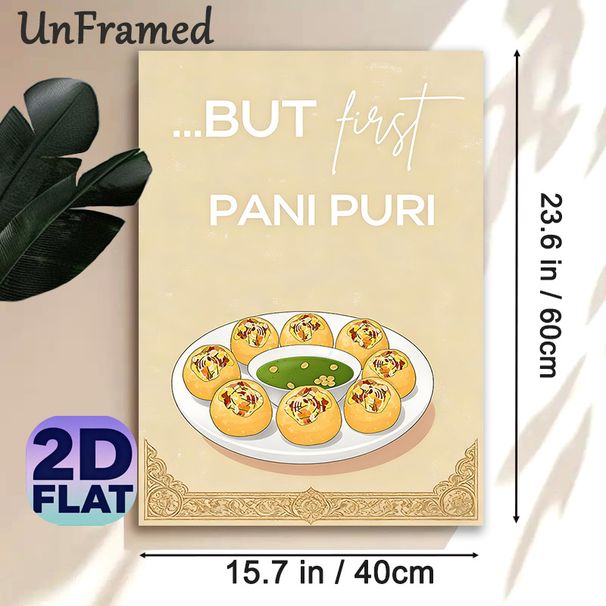Pani Puri Themed Painting Poster, Retro-style Illustrated Indian Snack Poster, Warm Food-inspired Decor Ideal For Kitchen And Dining Area_maomaolike.com