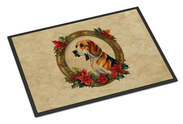American Foxhound Christmas Flowers Doormat Front Door Mat Indoor Outdoor Rugs For Entryway, Non Slip Washable Low Pile, 24H X 36W_maomaolike.com