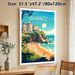 Biarritz France Coastal Painting Poster, Vibrant Retro Travel Style Poster, Scenic Beach With Cliff-top Buildings Design, Ideal For Living Room_maomaolike.com