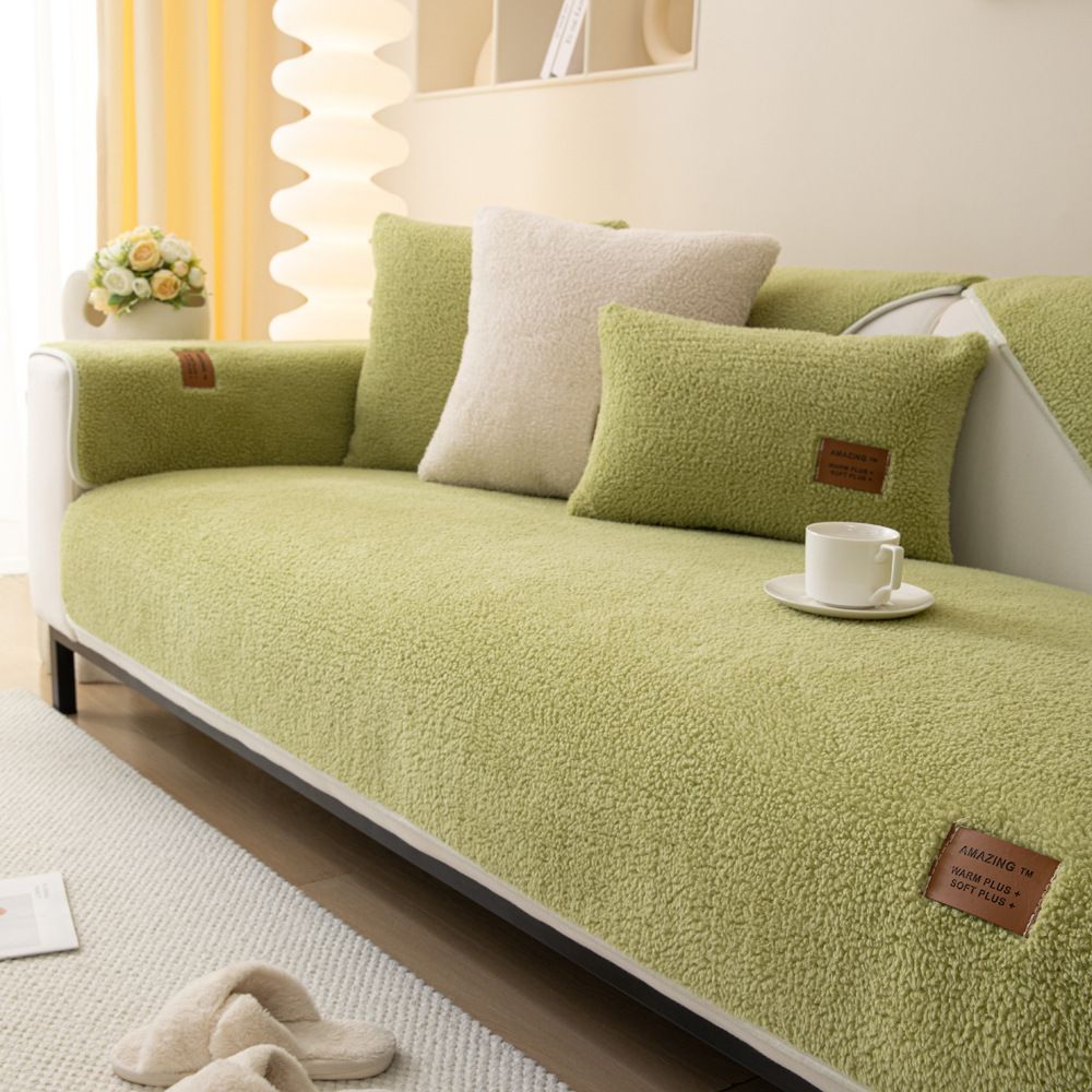 Unisex New Winter Lambskin Non Slip Plush Cushion Simple Modern Sofa Cover Cloth Towel_maomaolike.com