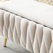 Oval Storage Bench With Gold Legs,Velvet Fabric ,Woven,Upholstered Ottoman Storage Benches For Bedroom End Of Bed,Sherpa Fabric Bench For Living Room,Dining Room,Entryway,Bed Side,BEIGE,5 Colors_maomaolike.com