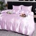 New Comfortable Skin-friendly Solid Color Four-Piece Set Tencel Duvet Cover Bed Sheet Pillowcase Ice Silk Cool_maomaolike.com