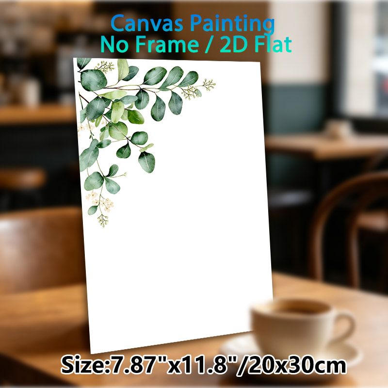 Eucalyptus Branch Painting Poster, Delicate Watercolor Style Poster, Soft Green Eucalyptus Leaves With Tiny Light Blossoms, Fresh Natural Vibe Ideal_maomaolike.com