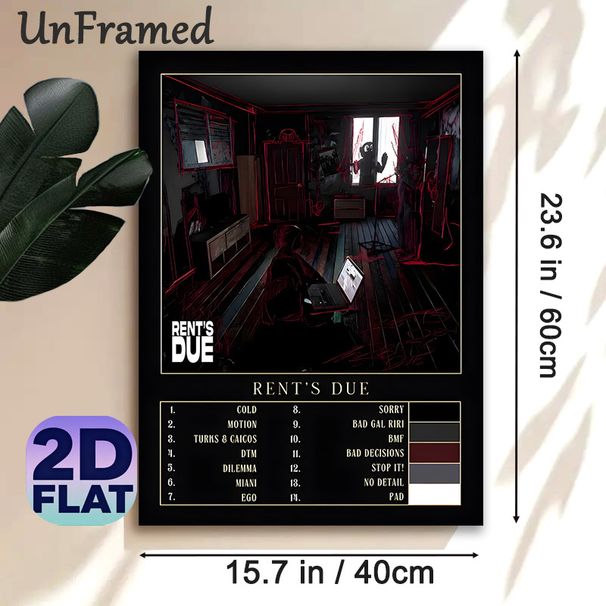 Rent's Due Themed Painting Poster, Dark Sketch-style Eerie Room Scene Poster, Atmospheric Moody Design, Ideal For Bedroom, Living Room And Music_maomaolike.com