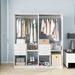 Wooden Closet System With 4 Drawers Storage Cabinet 2 Hanging Rails And Shelves Clothes Built-in Garment Rack Walk-in Closet Organizer For Bedroom White 63"W X 15.7"D X 70.8"H -- 2 Packages_maomaolike.com