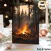 Forest Campfire Painting Poster, Warm-toned Realistic Forest Campfire Scene Poster, Cozy Atmospheric Decor Suitable For Living Room, Bedroom, Cabin_maomaolike.com