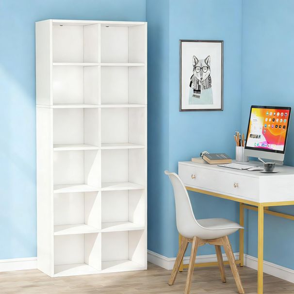 Bookcase, Modern Bookshelf With 12 Cube Storage_maomaolike.com