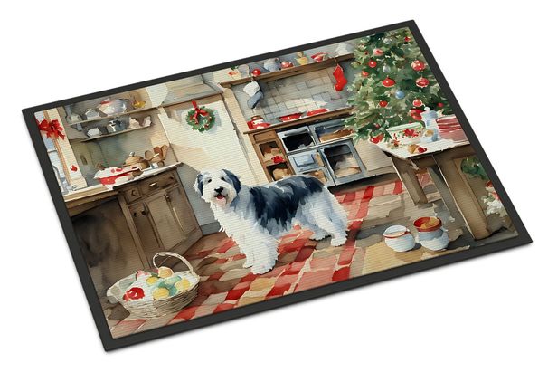 Old English Sheepdog Christmas Cookies Doormat Front Door Mat Indoor Outdoor Rugs For Entryway, Non Slip Washable Low Pile, 24H X 36W_maomaolike.com