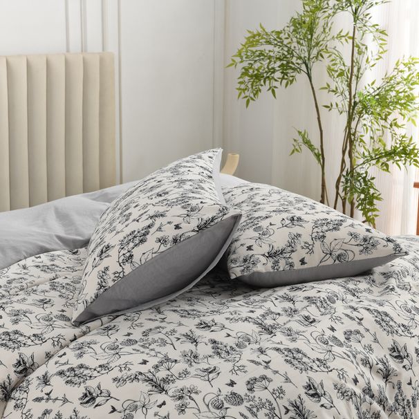Home Garden Washed Cotton Bed Sheet Three Piece Set Four Pieces_maomaolike.com