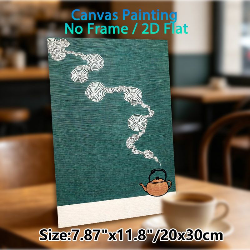 Tea Kettle With Swirling Smoke Painting Poster, Minimalist Line Art Style Poster, Calming Artistic Design Ideal For Tea Room, Kitchen And Living Room_maomaolike.com